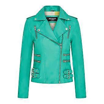 Ladies Leather Biker Jacket Real Lamb Nappa Vintage Gothic Buckle Jacket