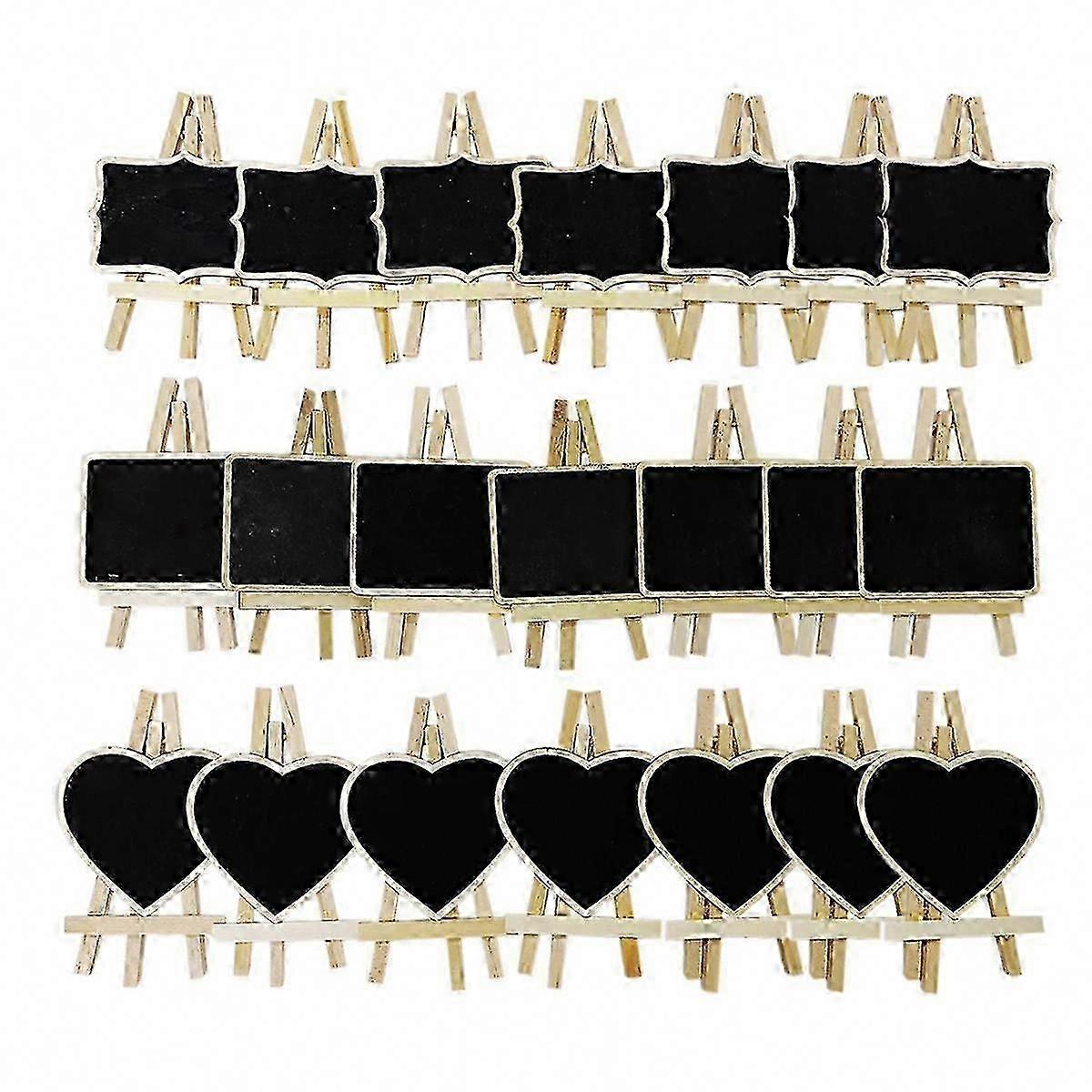21PCS Mini Wooden Blackboard with Tripod for Menu & Message Board Signs