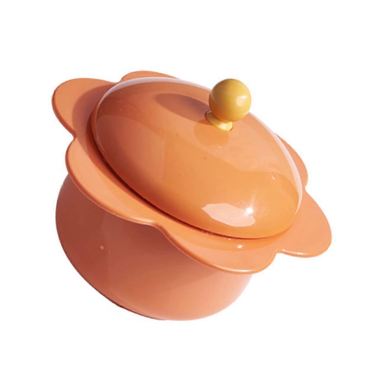 Singleserving noodle bowl made of stainless steel with solarflower pattern, large capacity, includes lid, microwavesafe