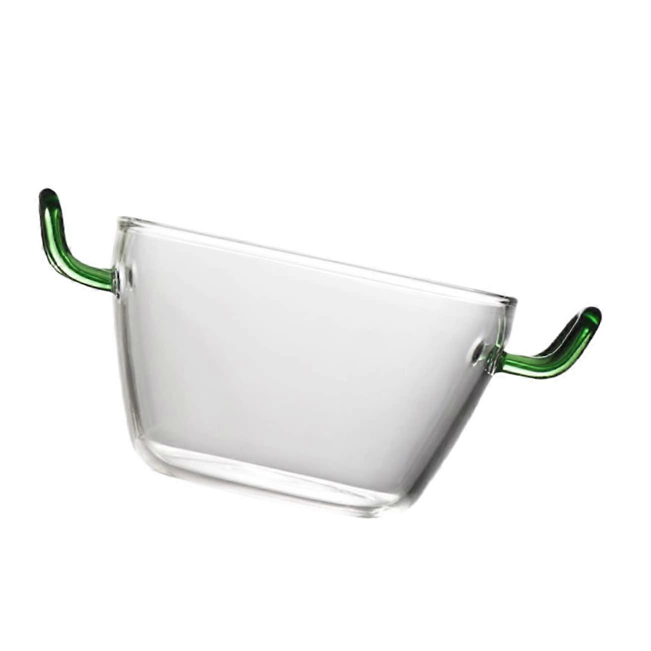Glass Salad Bowl with Handles for Serving Fruit, Dessert, Soup or Microwave Use, Large Round