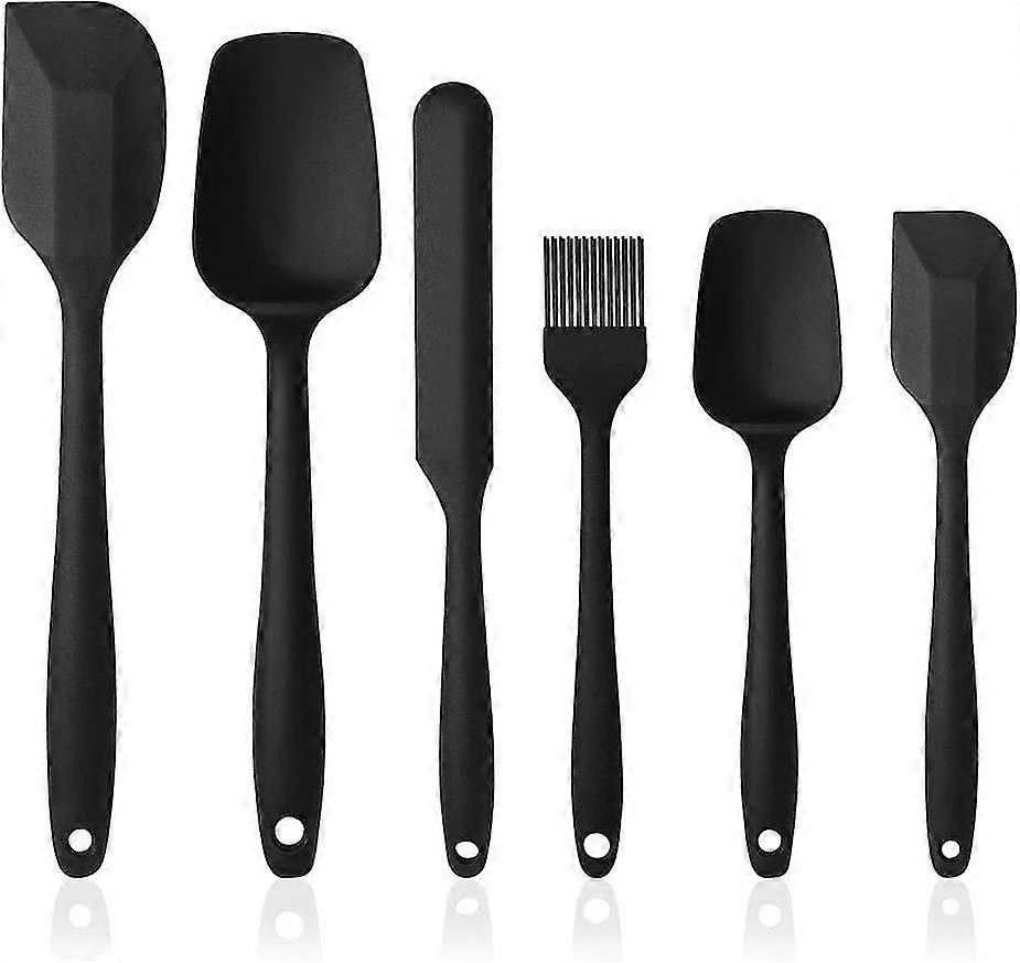 Silicone Spatulas Spoons Set, 6pcs Silicone Kitchen Utensils Black