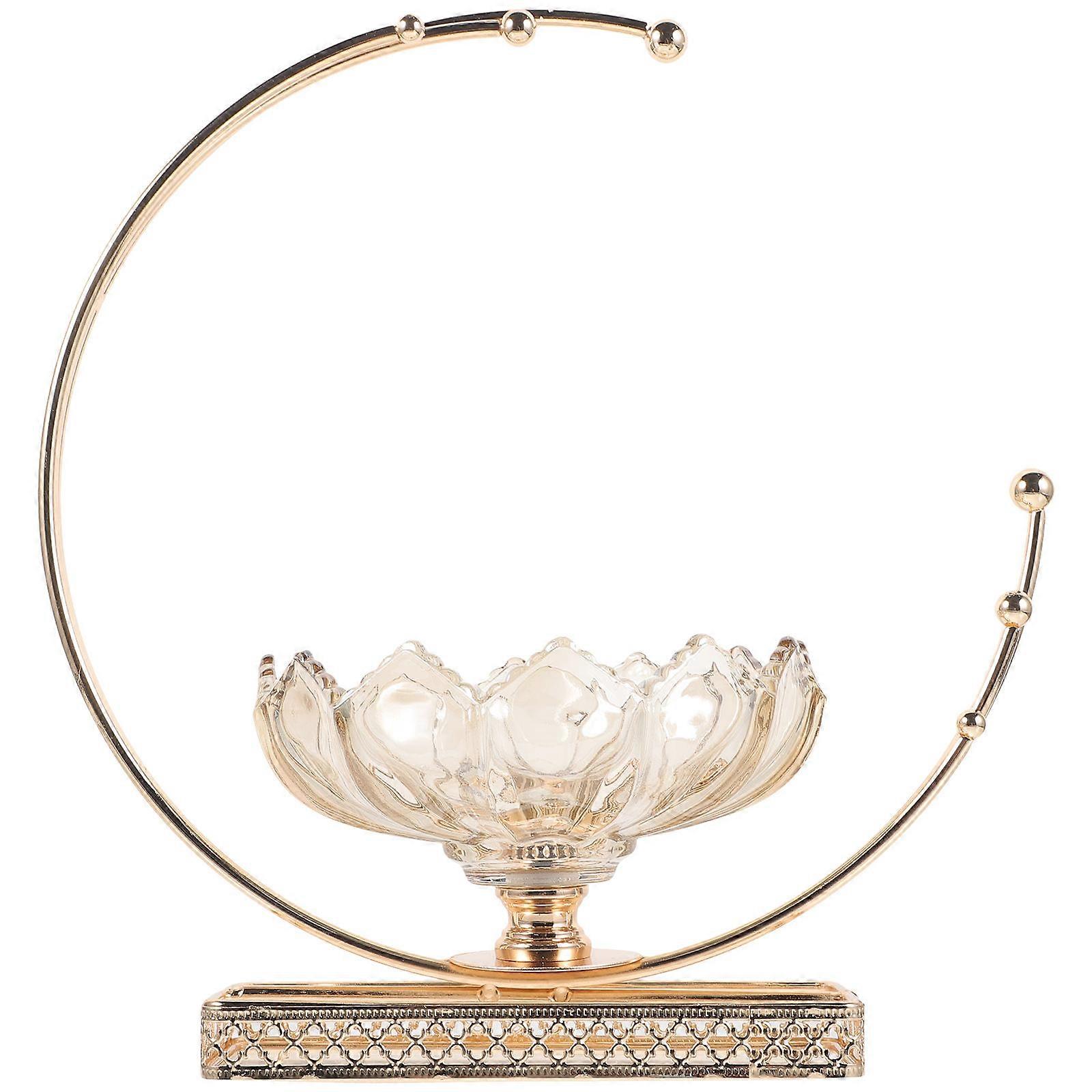 Creative Glass Snack Tray Moon Shape Fruit Holder For Daily Use Parties Elegant .1X8.3X2.4In 1Pcs