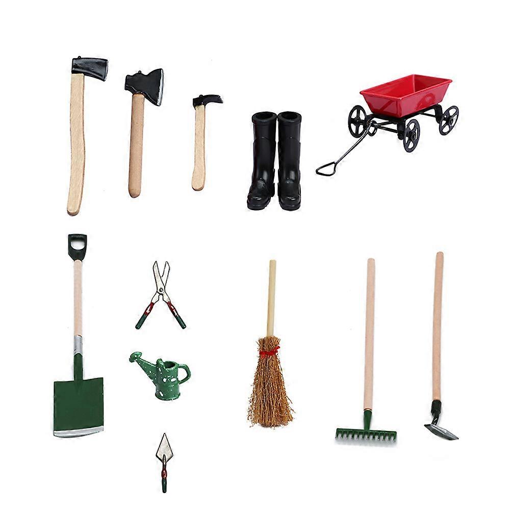 Mini Garden Tools for Dollhouse Miniature Farm Accessories, Fairy Garden Scene Small Scale Decor Kit for Home Miniature Layout