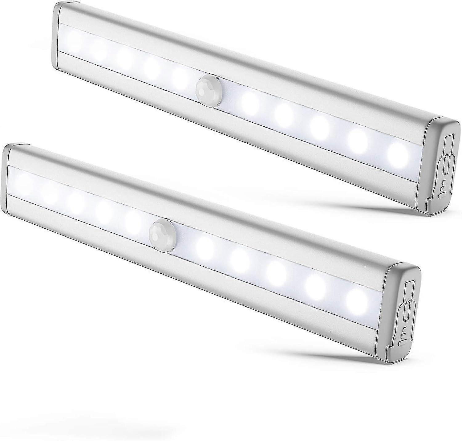 Set Of 2 Led Night Lights With Motion Detector, Cabinet Cabinet Lighting, Led Strip, Self-adhesive, Power Supply By Aaa Batteries (not Included)