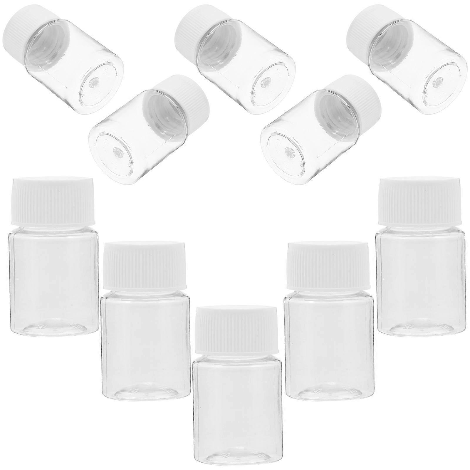 Clear Plastic Bottles with Leakproof Screw Caps 10pcs Wide Mouth Empty Containers for Liquid, Powder & Solid Sample Storage Transparent PET