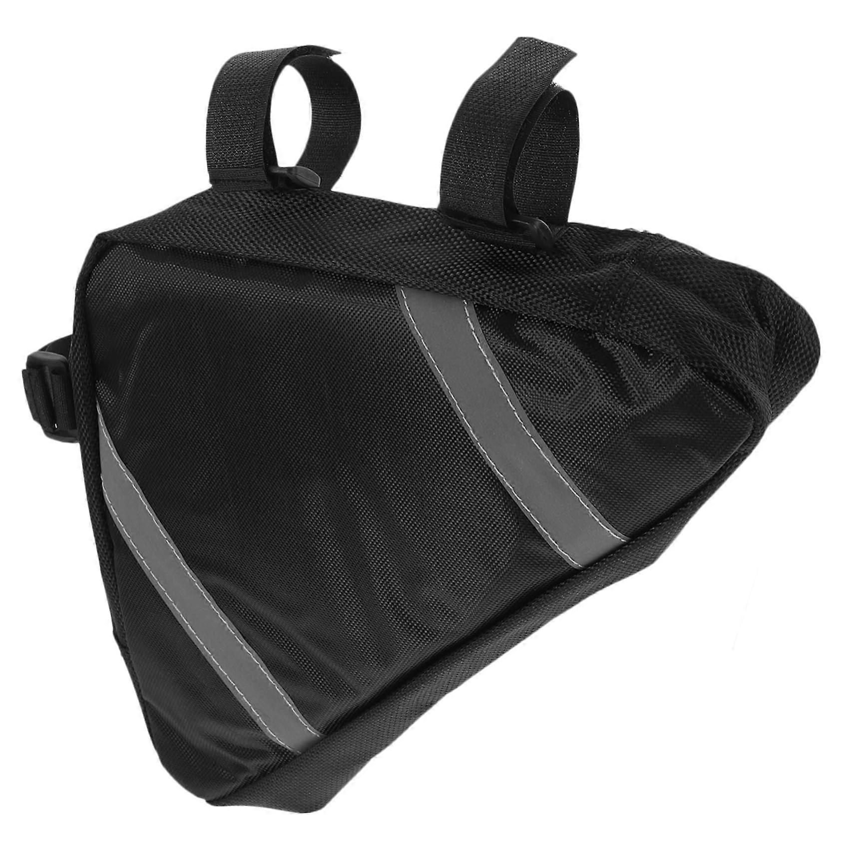 Bicycle Bag Handlebar Tube Bag - Canvas Black Front Rack Frame Triangle Bag for Bike Compatibility