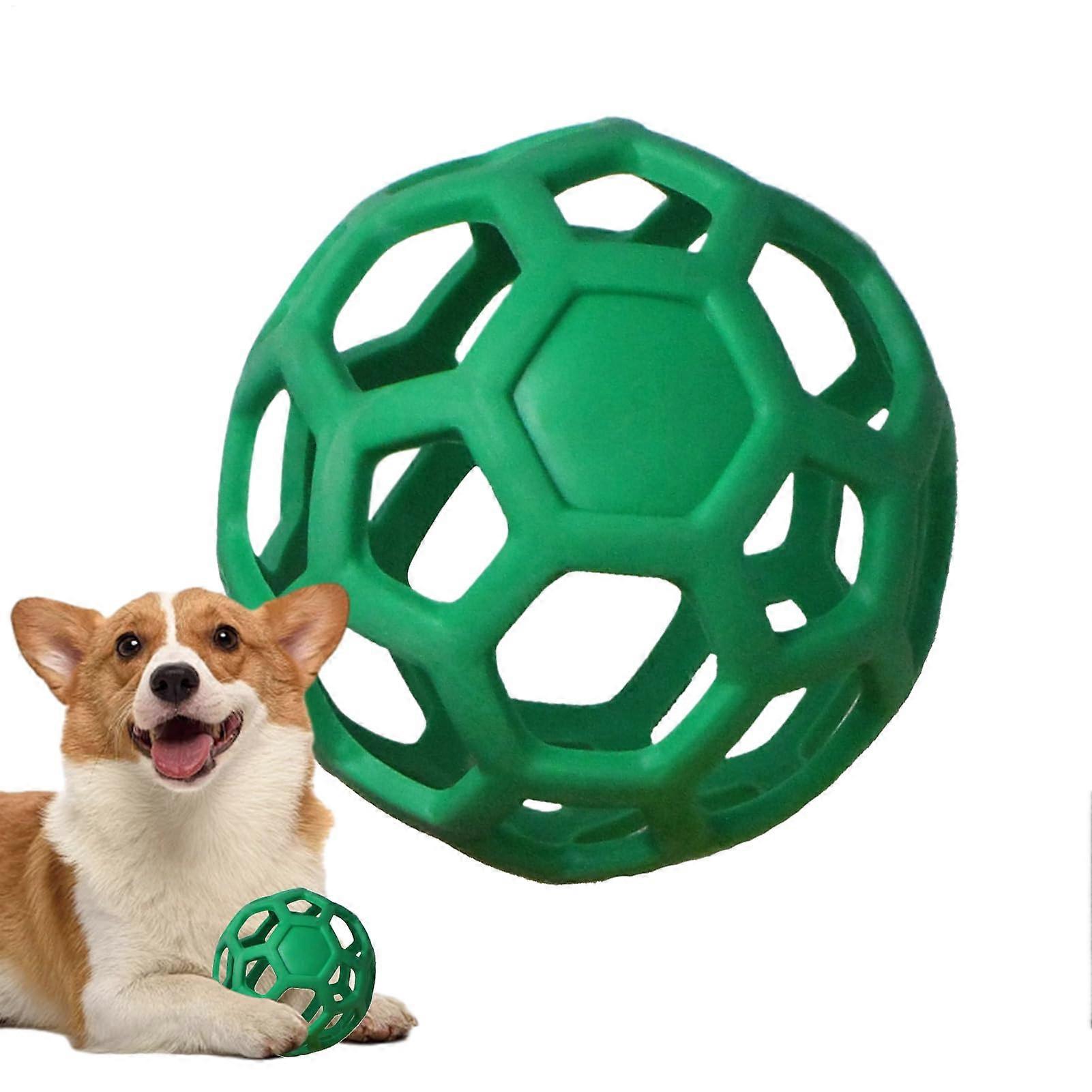 Pet Ball Hollow Ball for Dogs Interactive Rubber Ball with Bounce for Teething, Fetch, Outdoor Training, Indoor Entertainment Green