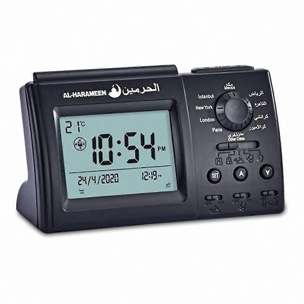 Islamic Prayer Reminder Clock with Temperature Display, Digital Table Alarm for Home and Church Use