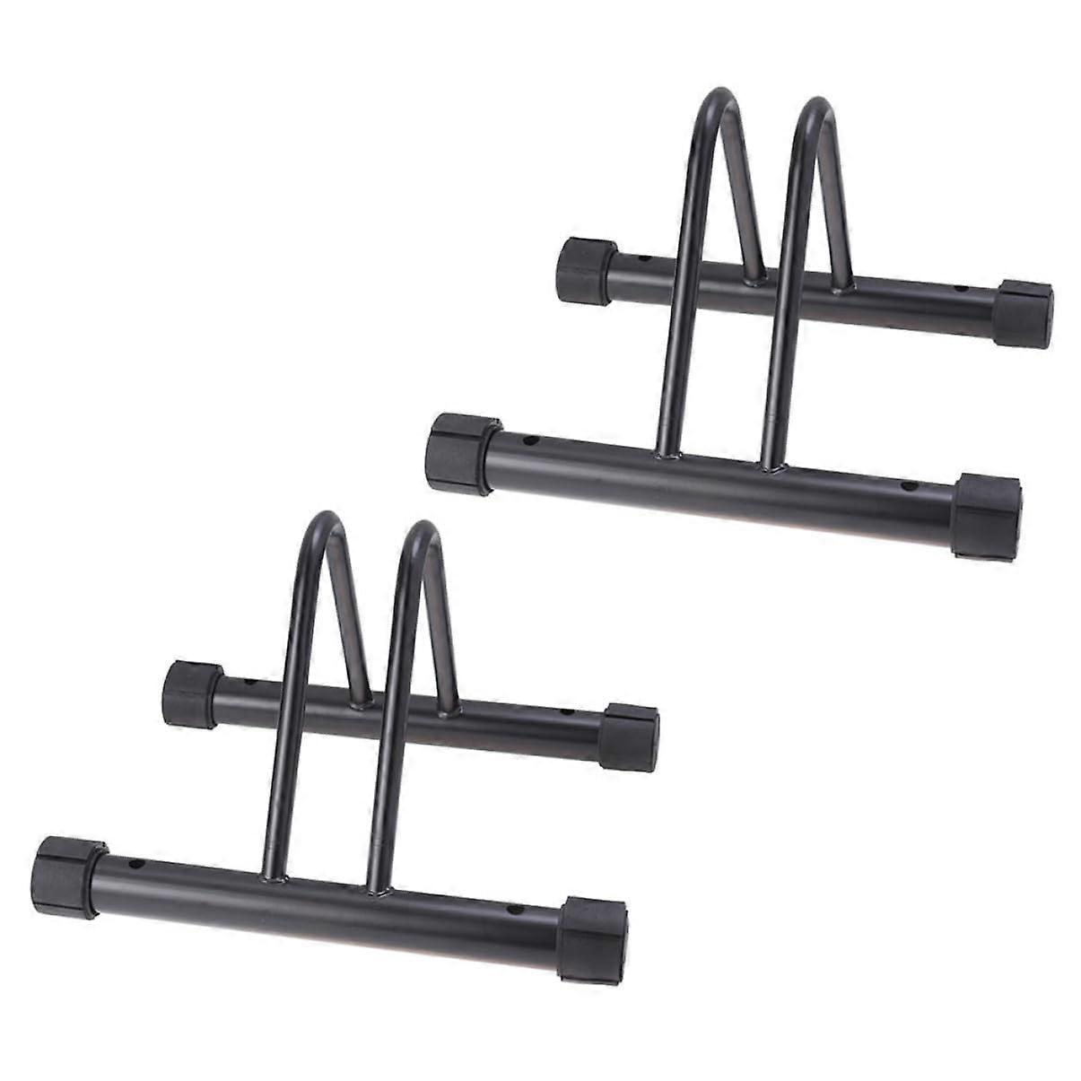 2 bicycle parking stands, durable for road bikes and mountain bikes, sturdy metal, spacesaving for garage and apartment.