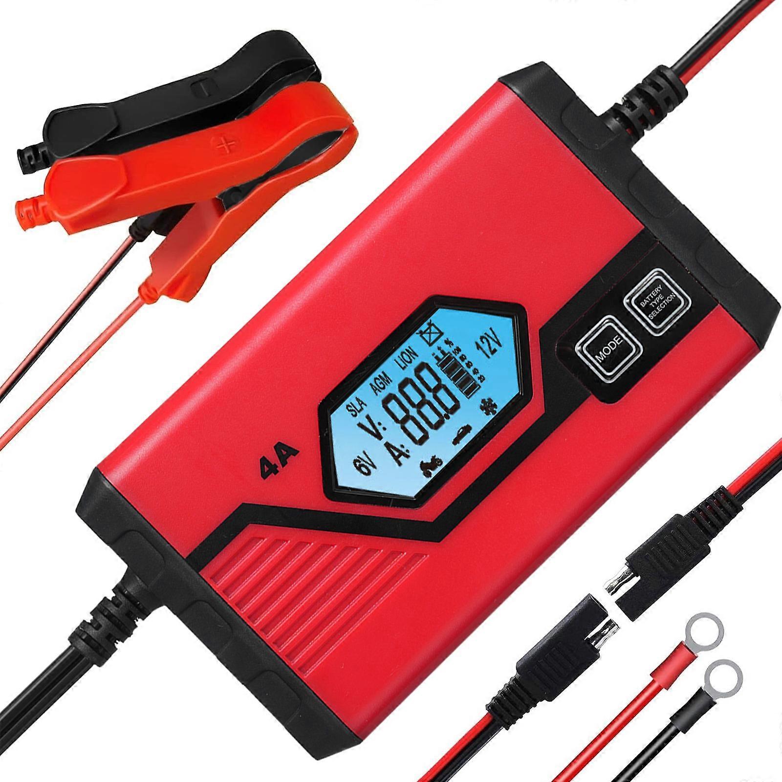 Automatisches 4A Autobatterieladegerät Maintainer 6V 12V LCD-Display für LKW ATV Motorrad