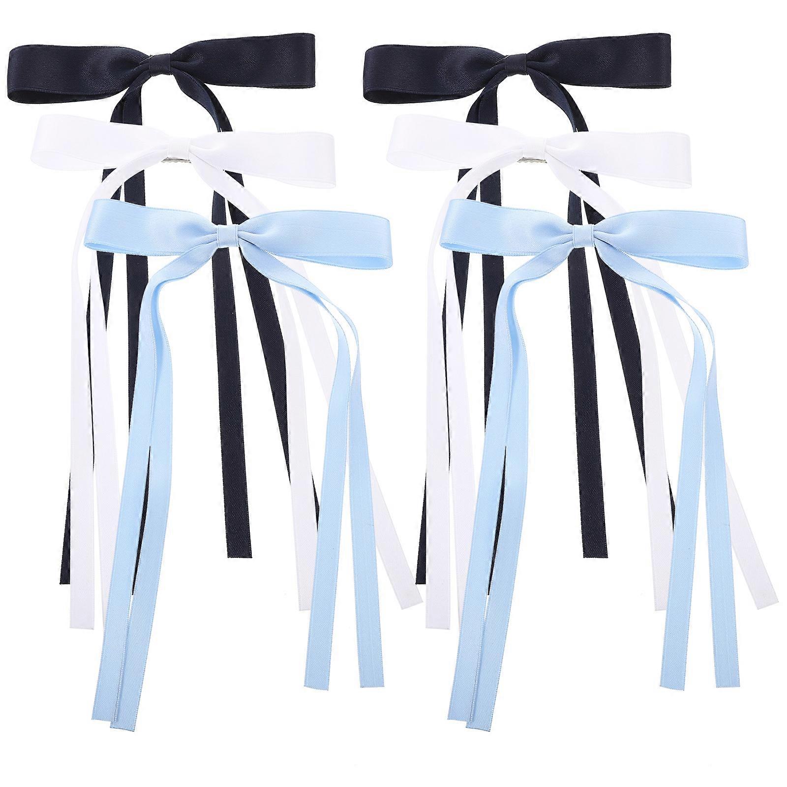 Hair Bow Clips Set of 6 Lightweight Ribbon Barrettes for Women, Butterfly Hair Accessories for Ponytails & Everyday Styles
