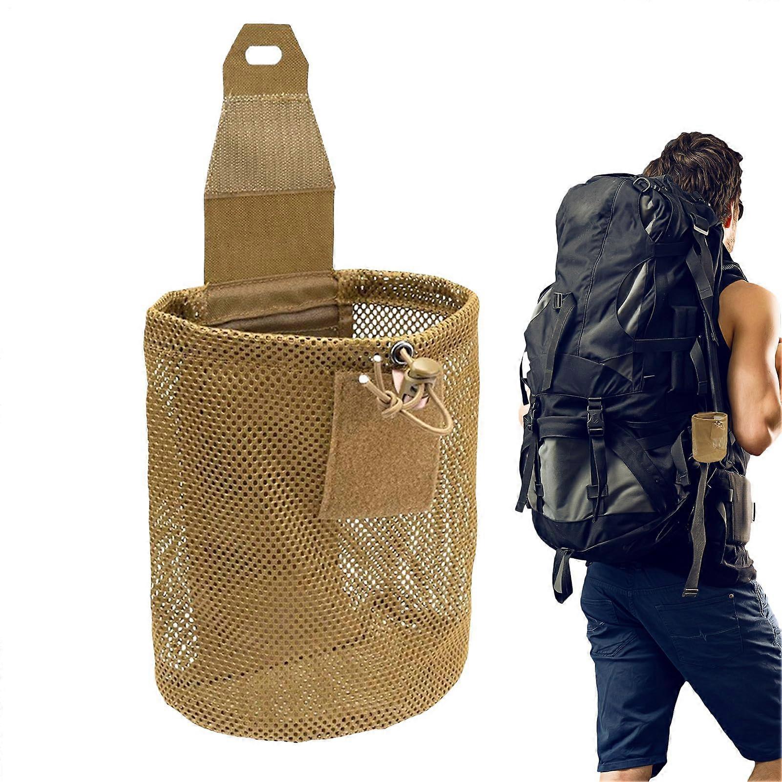 Dump Pouch for Belt - Large Capacity Drawstring Organizer for Camping, Hunting, Cycling, Climbing, Khaki Color