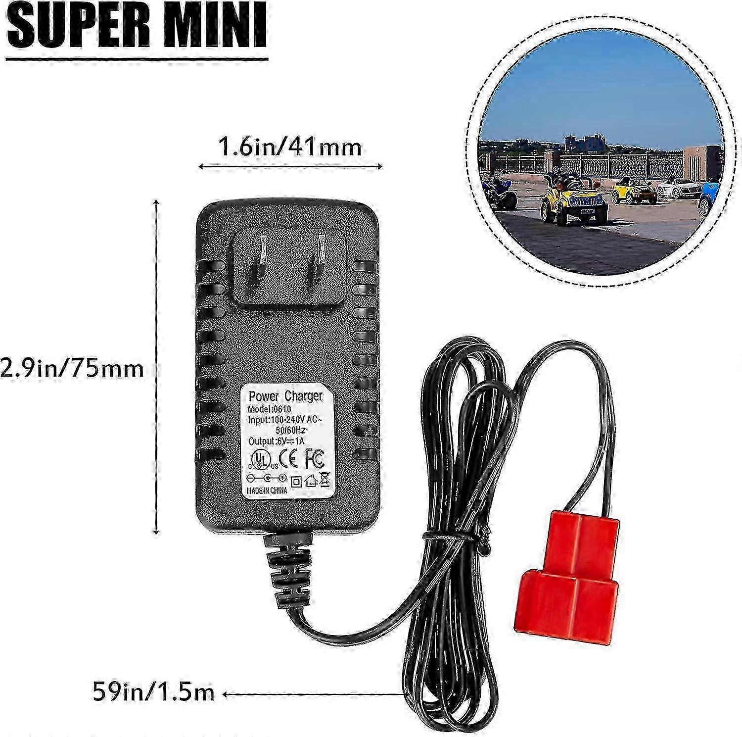 6V キッズライドオンカーチャージャー、インジケータライト付き、 6 ボルトバッテリー充電器、電気おもちゃカー電源用