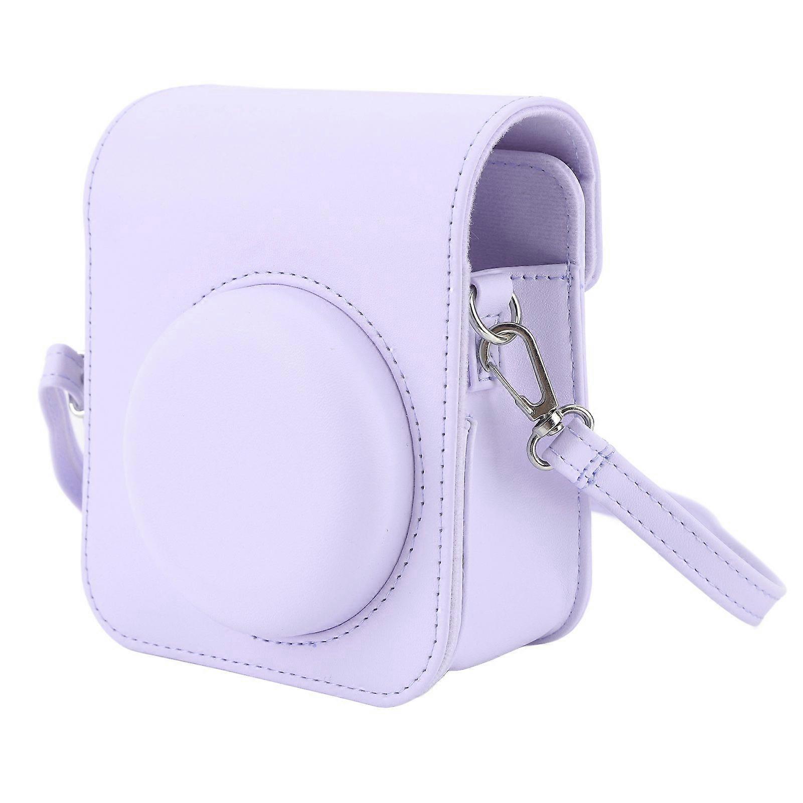 Mini Instant Camera Protective Bag PU Camera Case With Adjustable Shoulder Strap For Fujifilm Instax Mini 12 Camera Purple