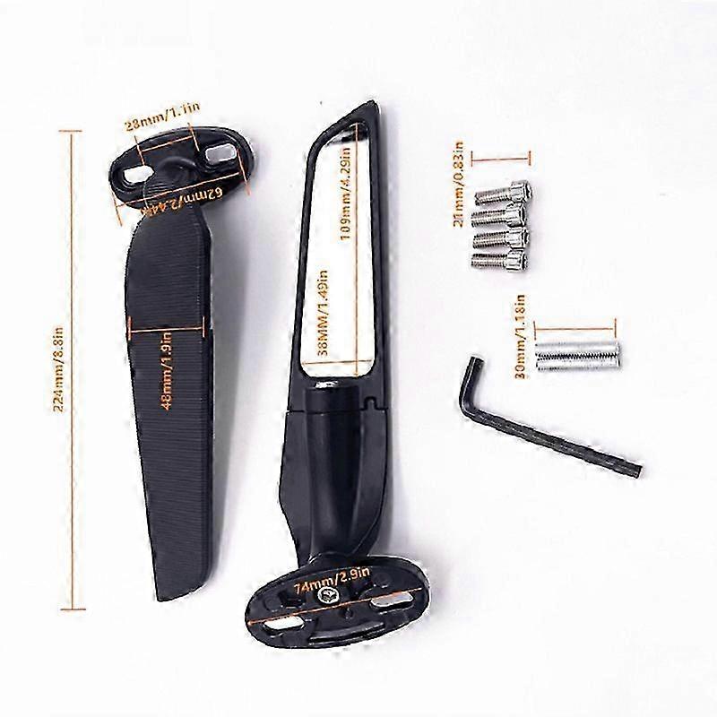 2Pcs Motorcycle Wind Wing Adjustable 360 Rotating Rearview Side Mir...