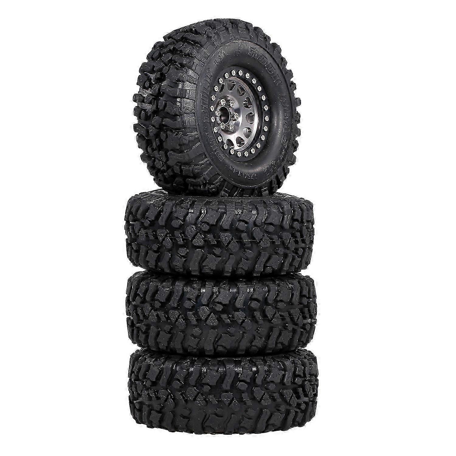 Conjunto de 4PCS de Pneus de Aro de Roda de Metal com Beadlock para Carro RC Crawler 1/10 - Traxxas TRX4 TRX6 & Axial SCX10 R Compatibilidade