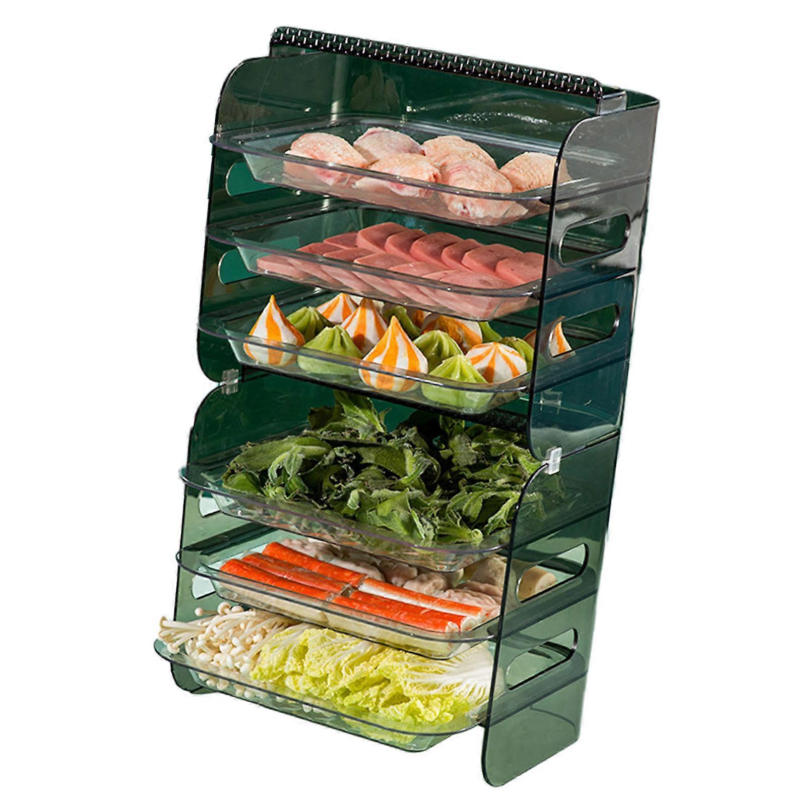Multi Layer 6-Tier Green Food Tray PET Durable Prep Plate