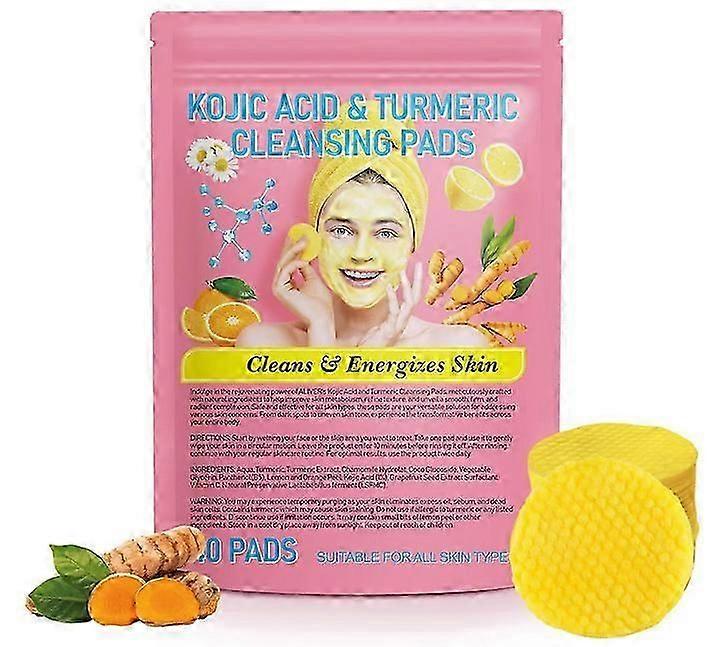 40個のターメリックコウジ酸エクスフォリエイティングクレンジングパッドフェードダークスポットエクスフォリエイテッドスキンパッドフェイシャルケア用品