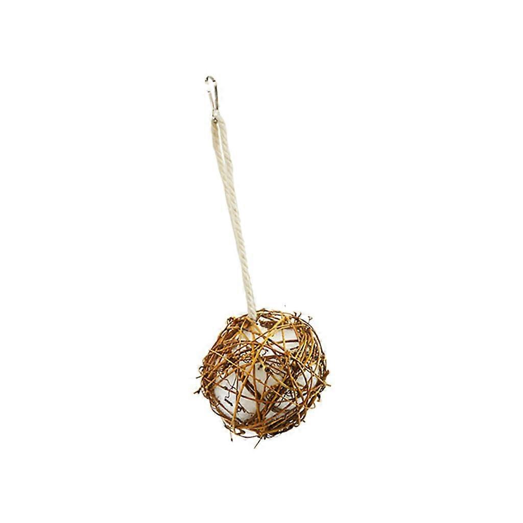 Bird Toy Hangable Swing Rattan Ball Chew Toy For Small Birds Cage Accessory Exercise And Grinding
