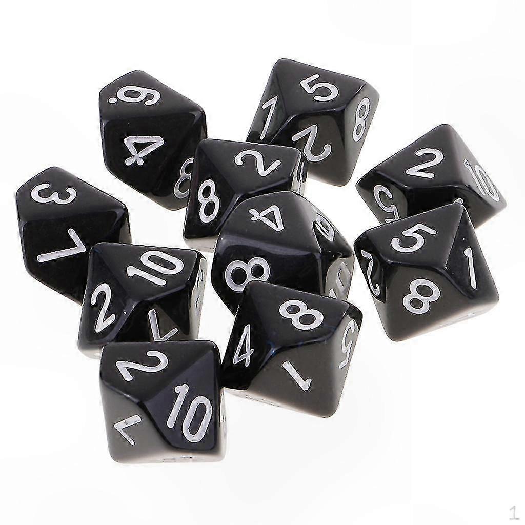 Set of 10 D10 Dice Acrylic Gaming Pieces for Board Games and Role-Playing