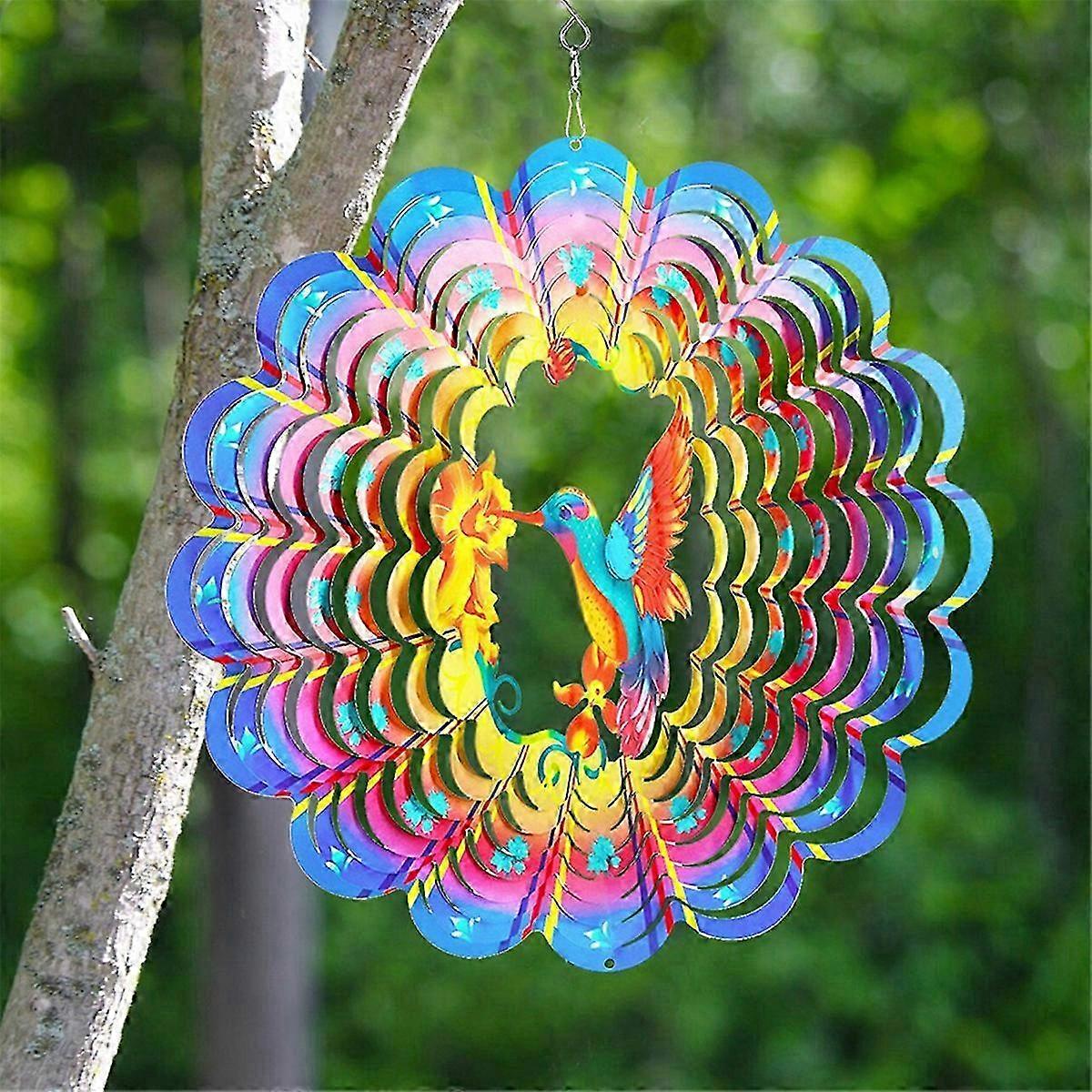 12inch bird Wind Spinner Metal 3D Rotating Windchimes