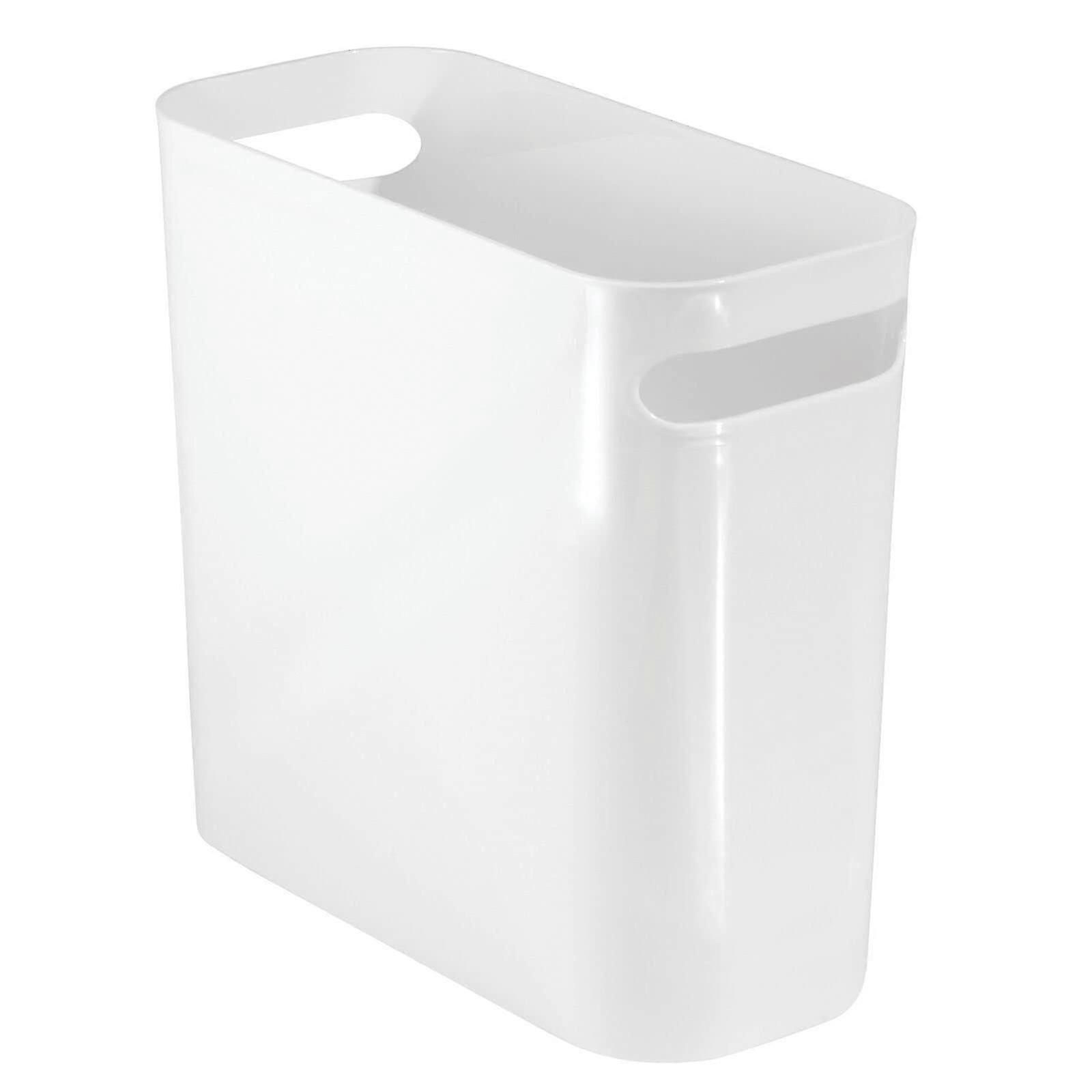 Plastic Small Trash Can Wastebasket Narrow White