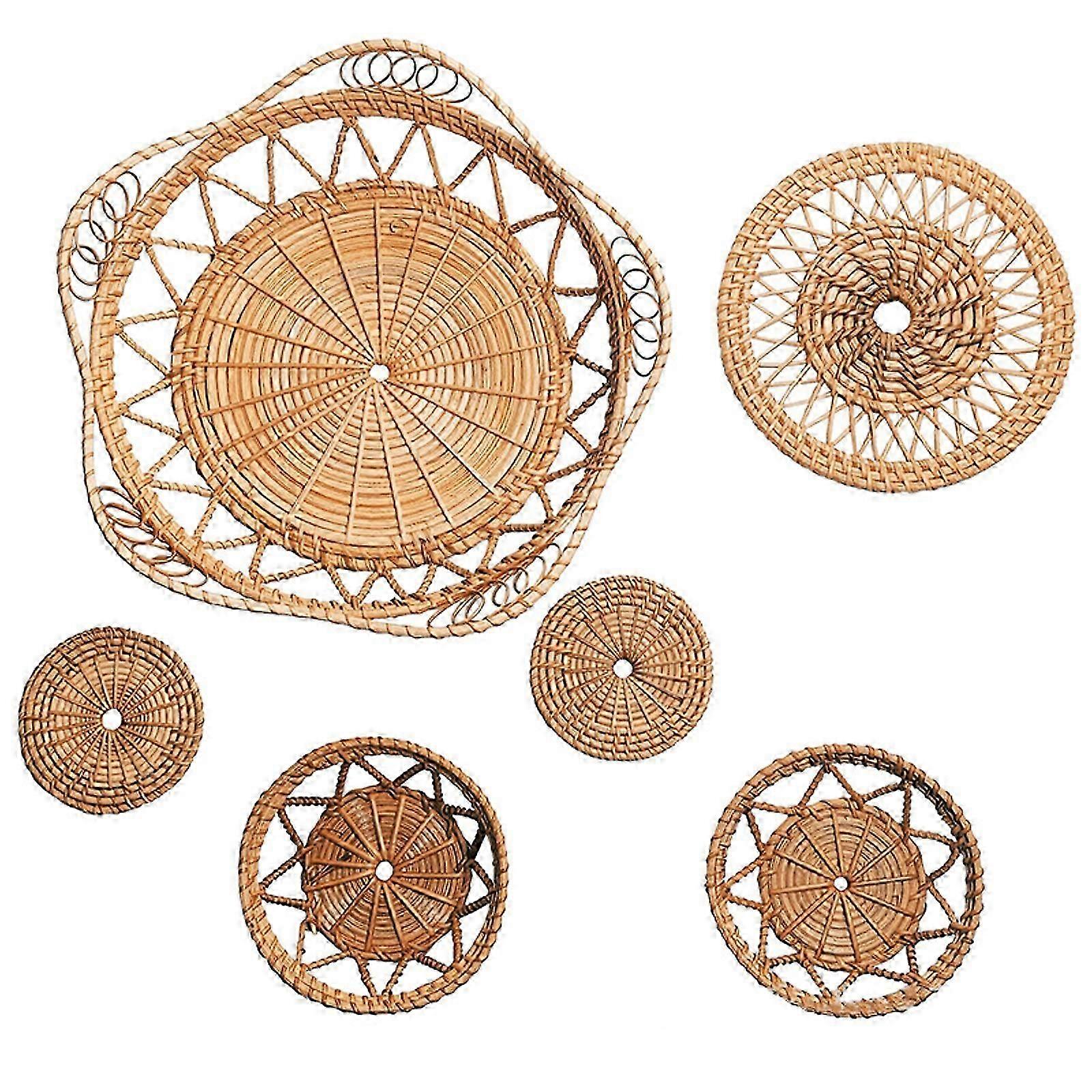 Set di decorazioni per cestini da parete, appeso a parete in vimini Boho in rattan di alghe