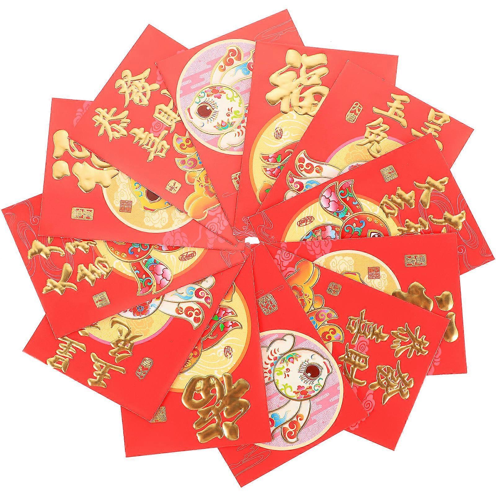 New Year Red Packs for Decor 60Pcs Paper Zodiac Rabbit Red Envelopes 2023