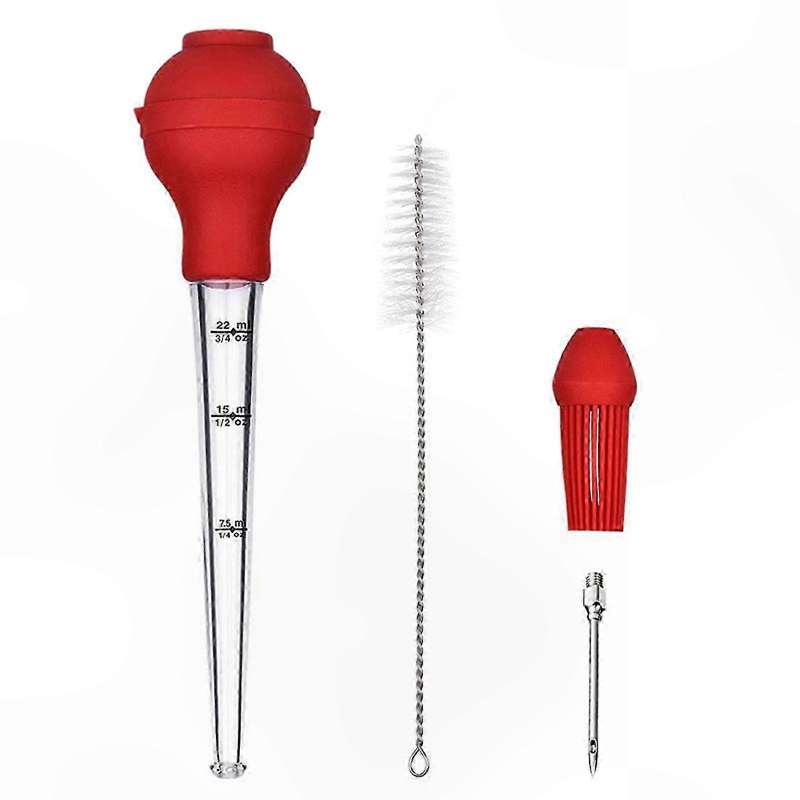 4Pcs BBQ Sauce Injector with Cleaning Brush for Poultry Cooking