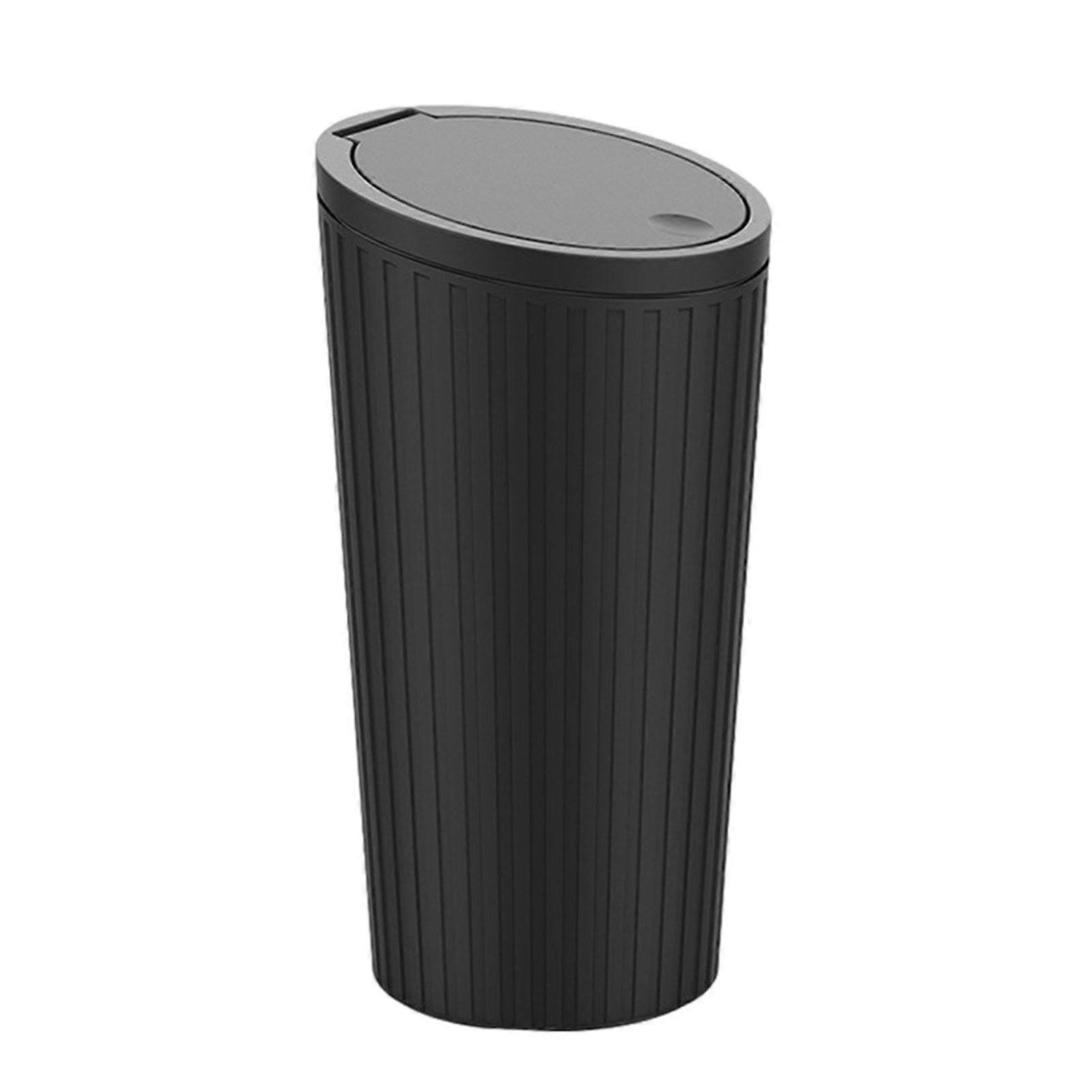 Car Trash Cup Sturdy Auto Trash Can With Lid Portable Black Garbage Bin For Car Bedside And Desk