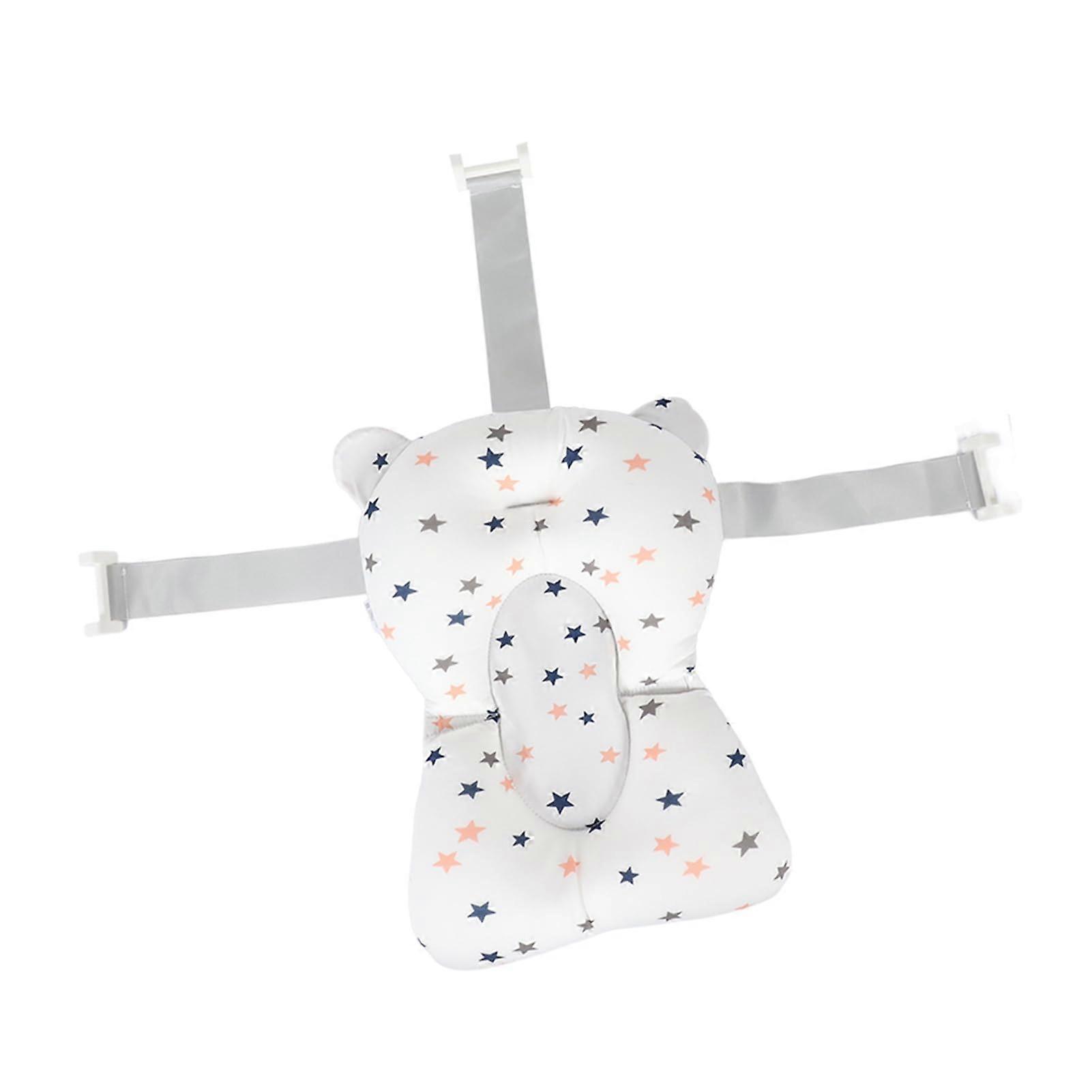 Infant Bathtub Pillow Foldable Adjustable Breathable White Star Pattern For Bathroom Use