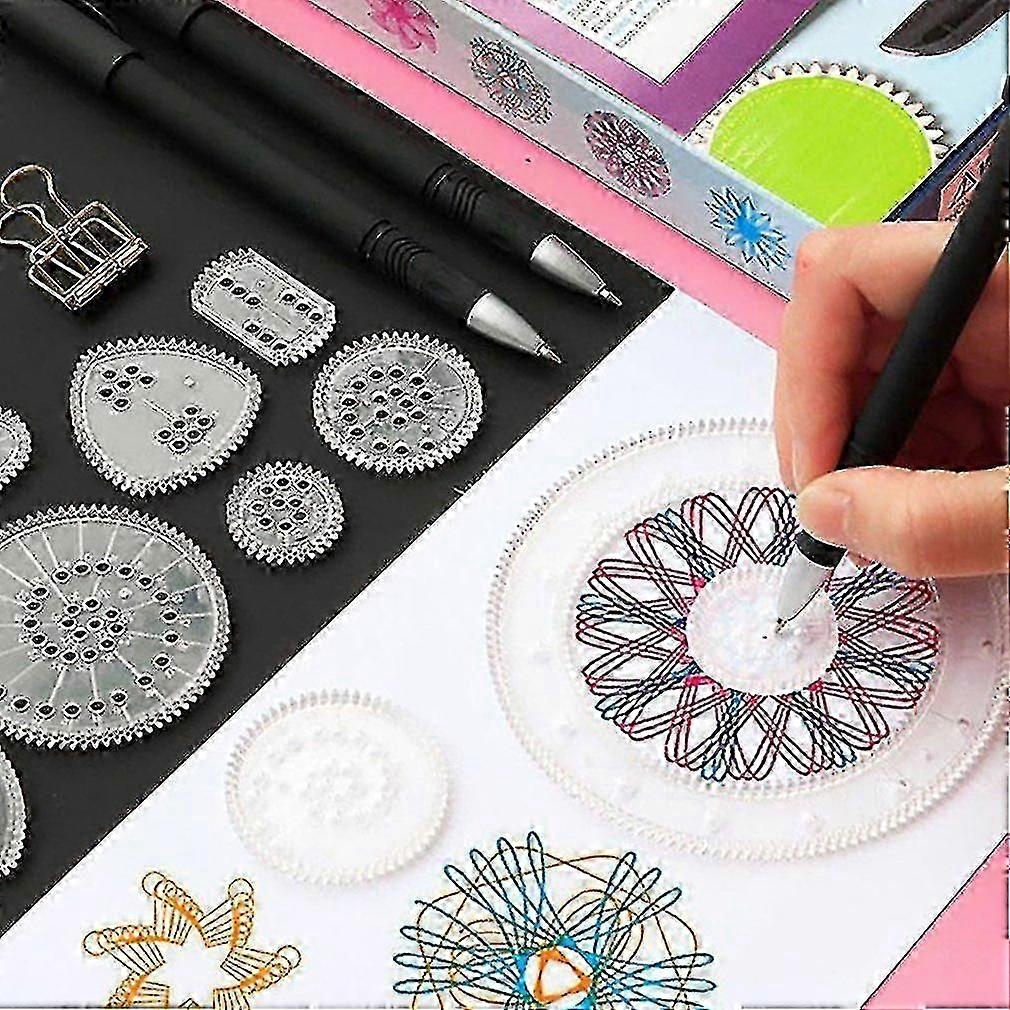 22pcs Spirograph Drawing Toys Ruler Set Interlocking Gears & Wheels Drawing Accessories Creative Educational Rulers For Children