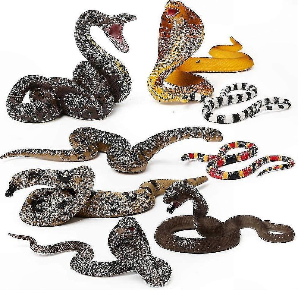 Realistic Rubber Snake Figurines - 8 Pieces Prank Props for Fun and Decoration