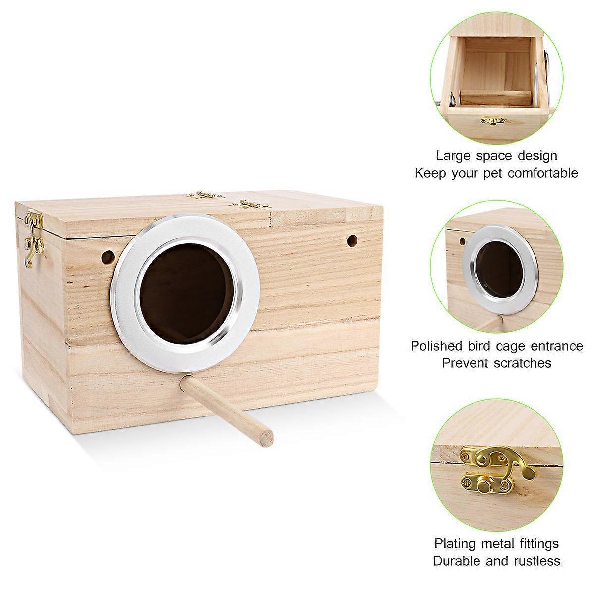 Bird Watching Holder Wooden Nest Box for Nesting Use 4Pcs Beige Bird House