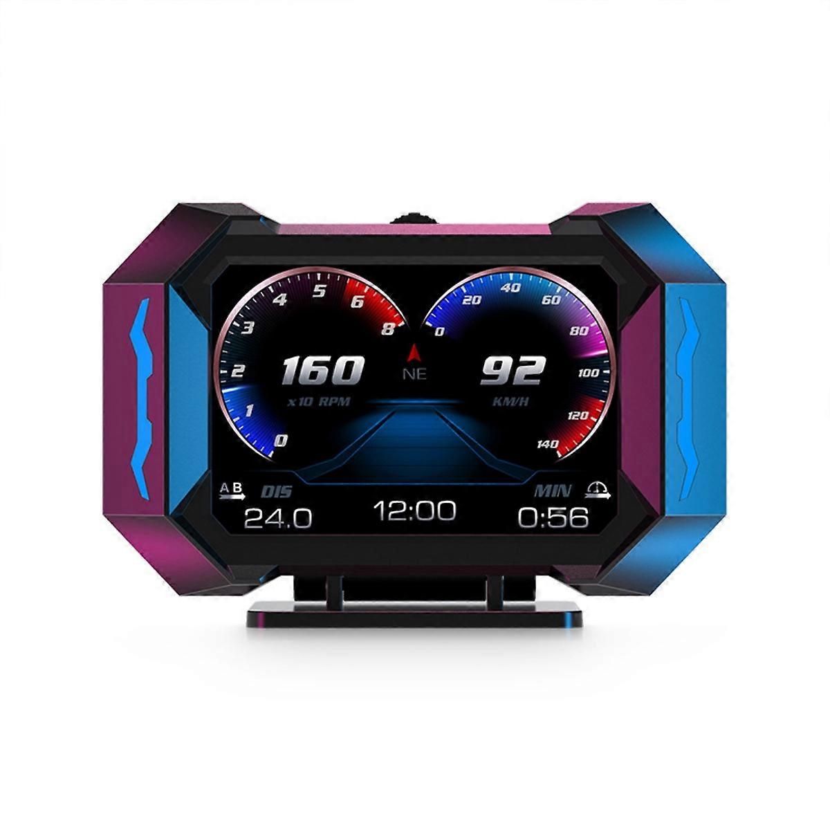 Grundig P25 OBD2 GPS Car HUD Display, Digital Speedometer RPM Gauge with Voltage Water Temp Fuel Consumption 100+ Functions