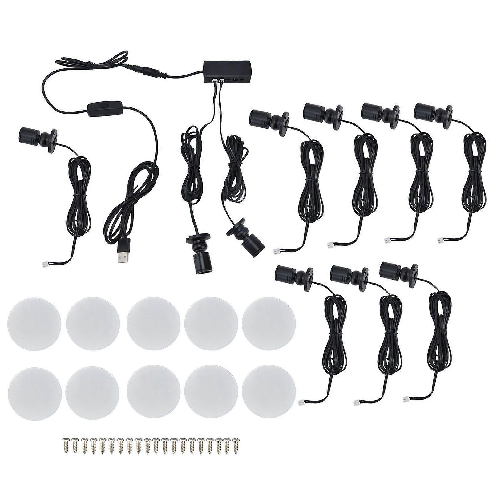 Display Cabinet Light USB Powered Dimmable Round Small LED Cabinet Lamp for Wardrobe Exhibition Hall1 for 10