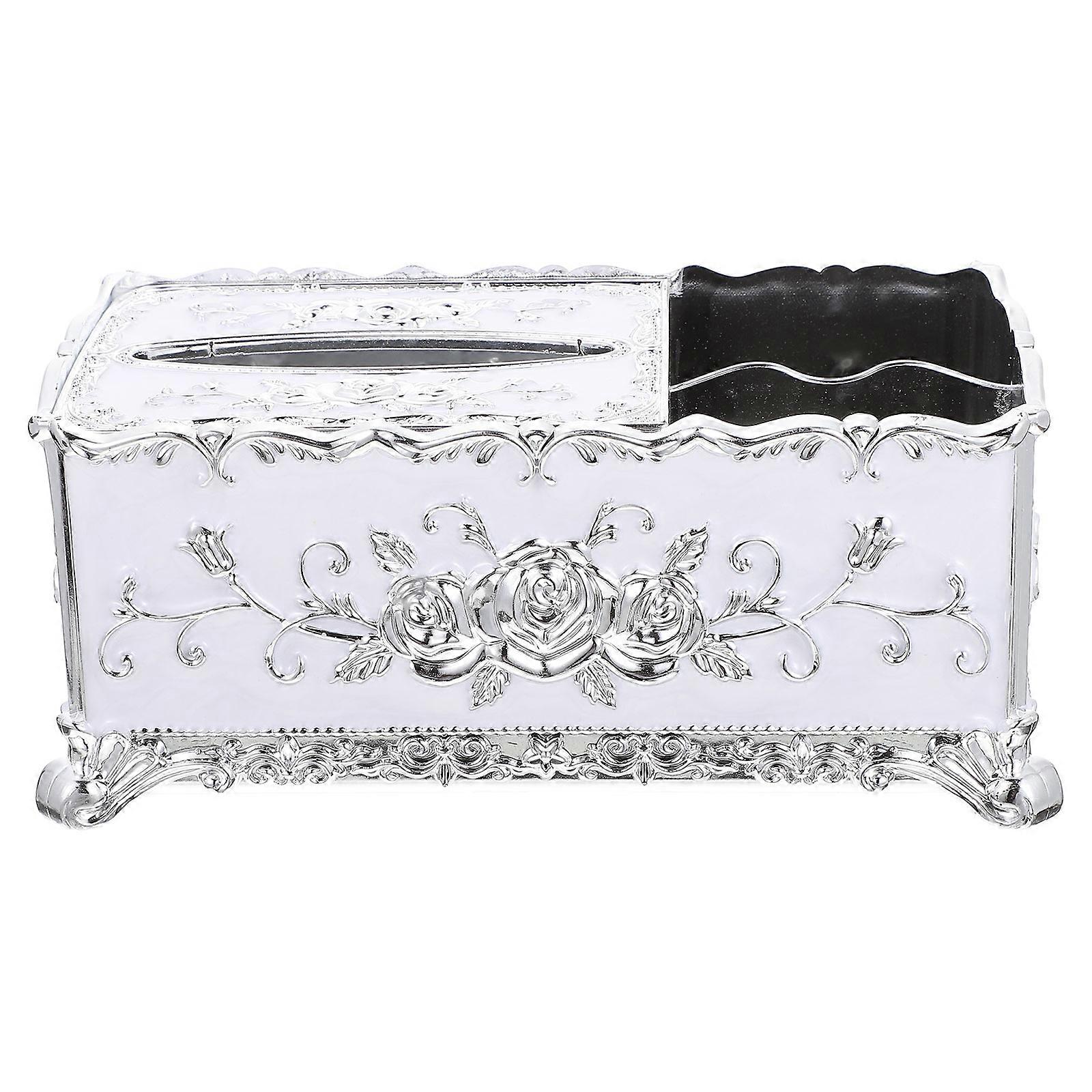 Household Tissue Box Silver Plastic for Party Use Napkin Box