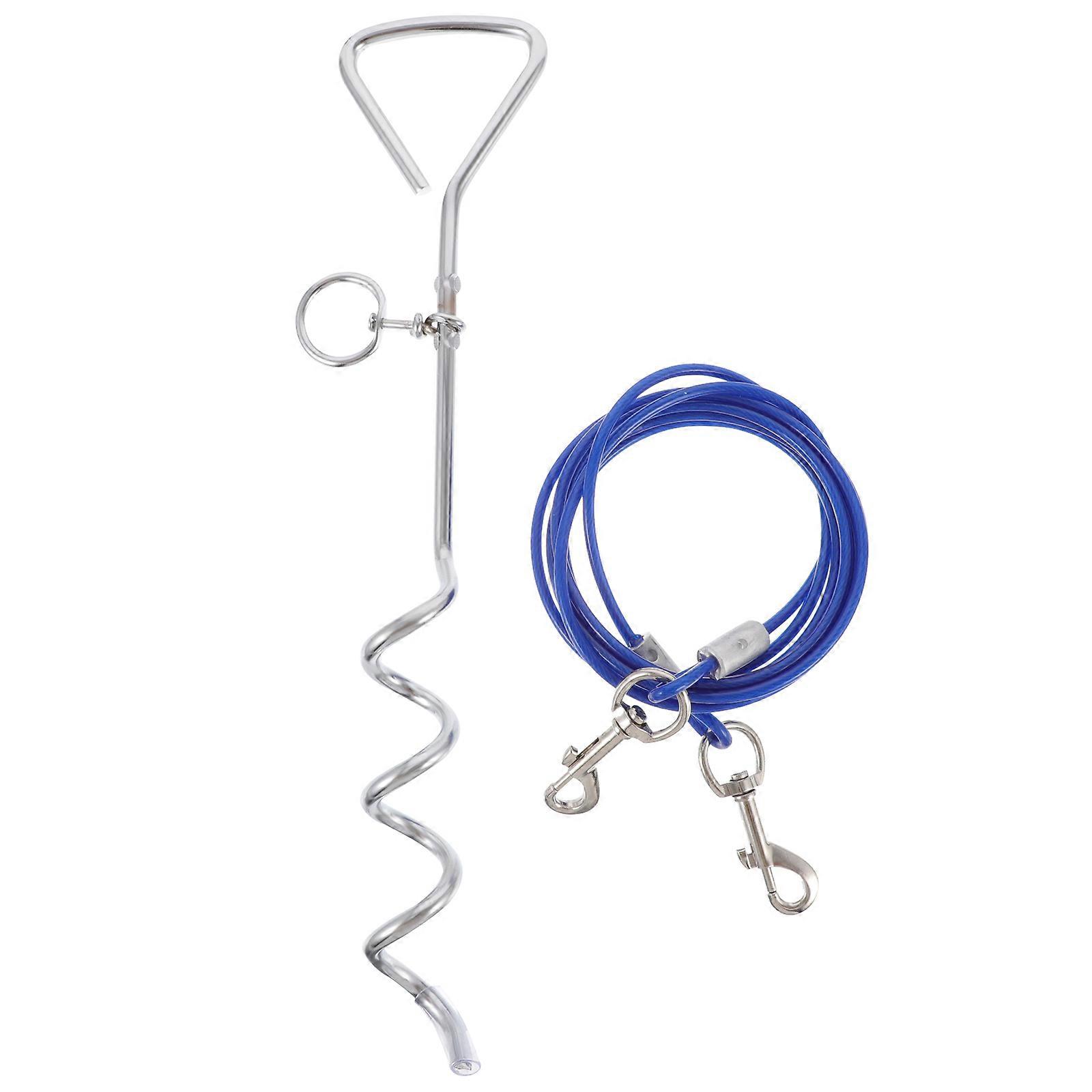 Dog Tie Out Cable Steel Wire for Outdoor Pet Use Blue