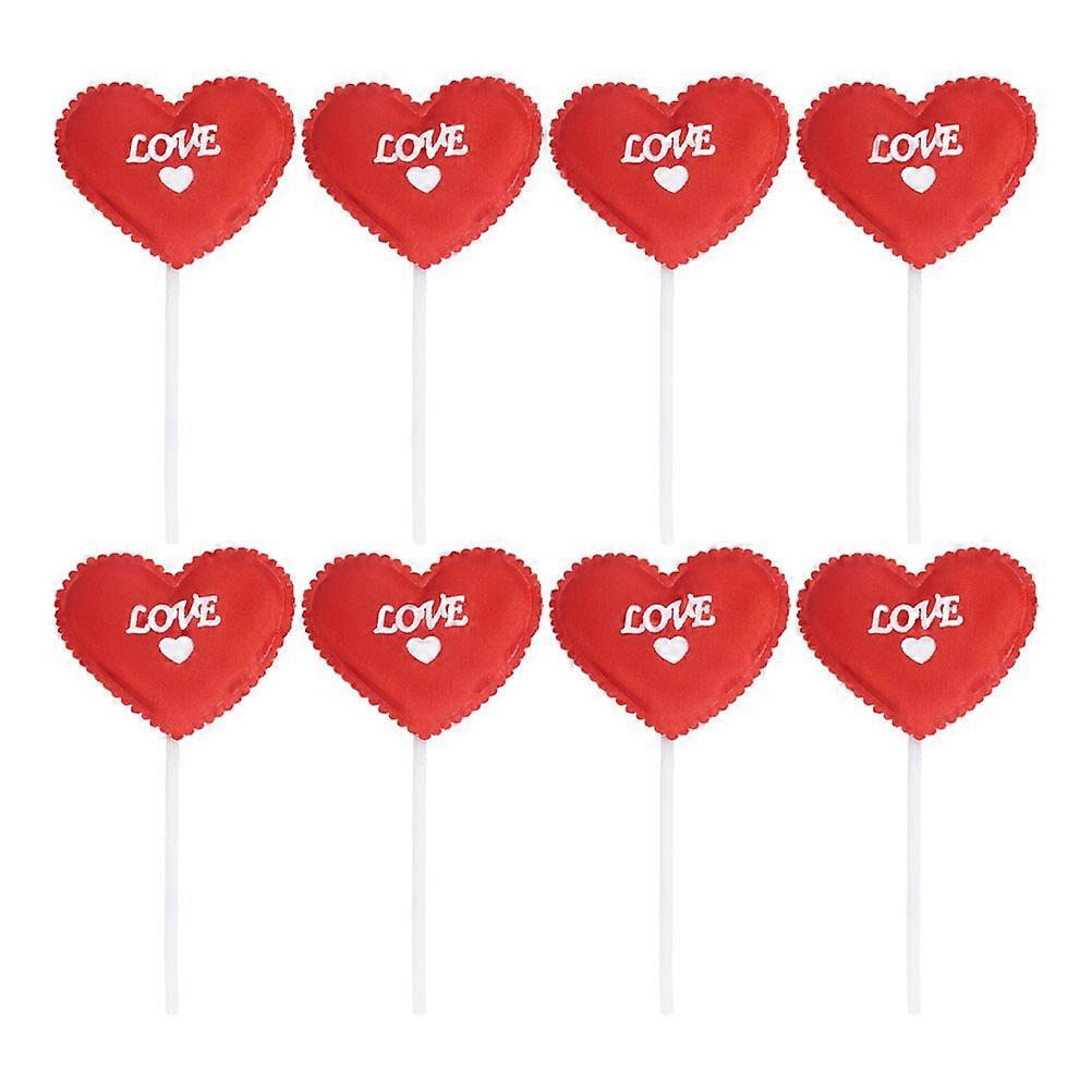 Red Heart Shape Cake Picks for Wedding 24Pcs Ornaments