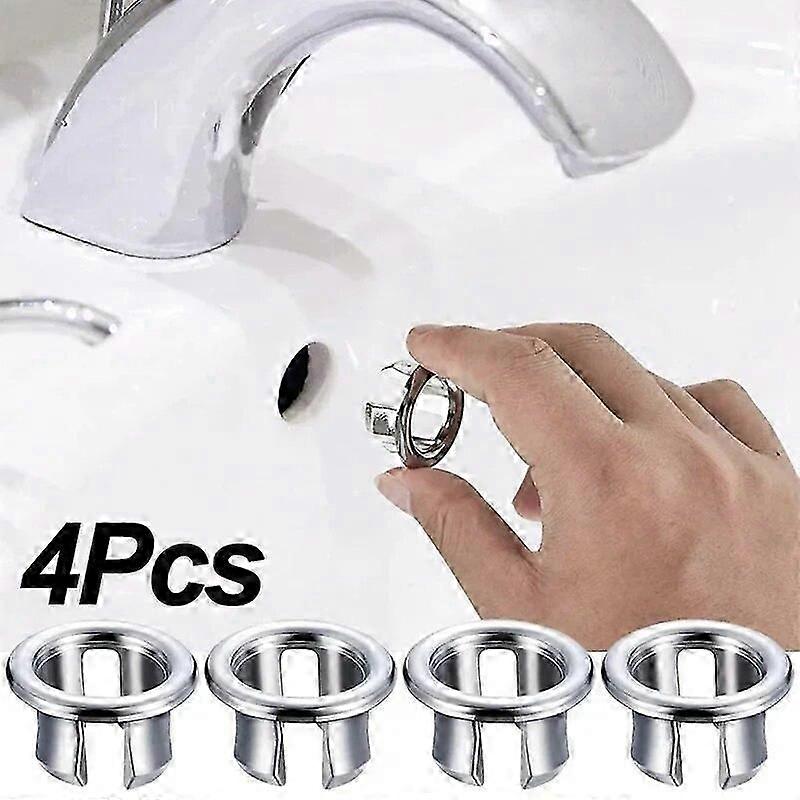 4Pcs Sink Hole Round Overflow Cover Kitchen Bathroom Basin Trim Bath Drain Cap Remplacement Sink Wash Basin Overflow Ring Plug