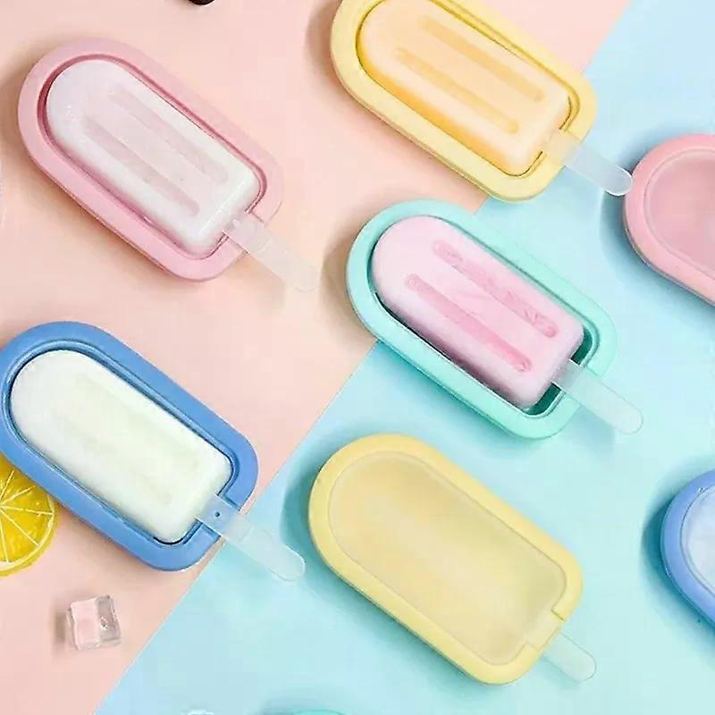 4Pcs Silicone Ice Lolly Moulds with Sticks Reusable Ice Cream Forms Popsicle Mold DIY Ice Cream Maker Ice Cube Mold Kitchen Tool