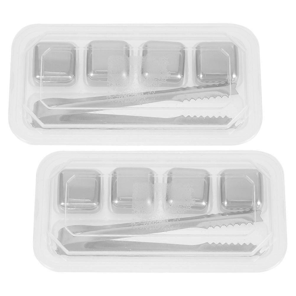 Whiskey Stone Stainless Steel Ice Cubes for Bar Use 4Sets Reusable Set