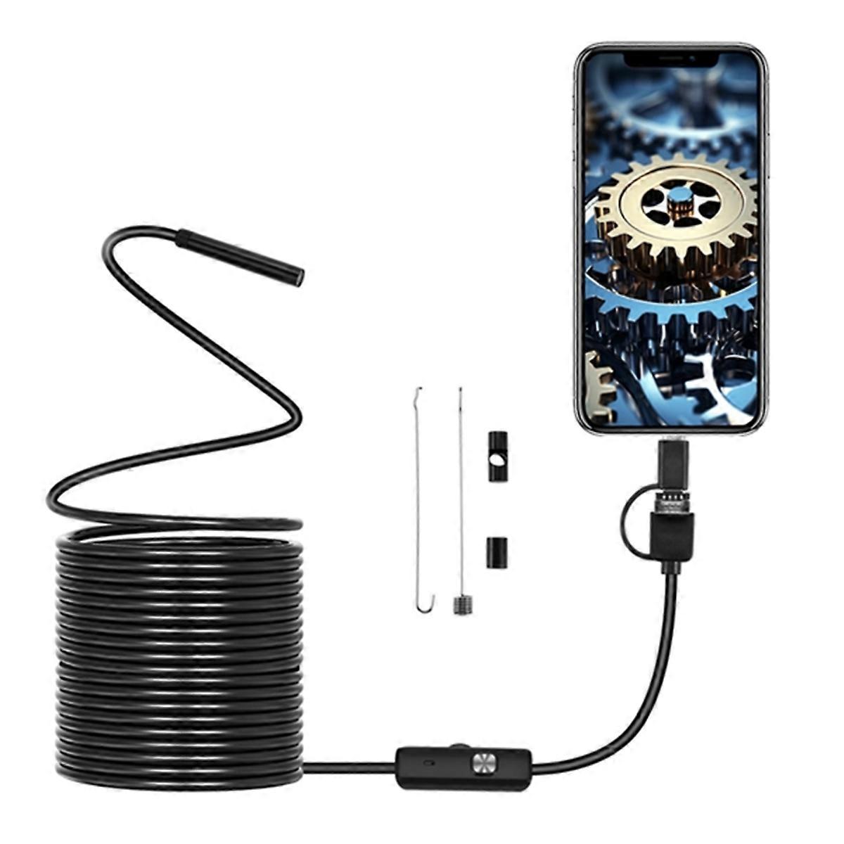 5.5mm X 10M Sewer Piping Endoscopy USB Flexible Snake Camera Car Borescope for Android