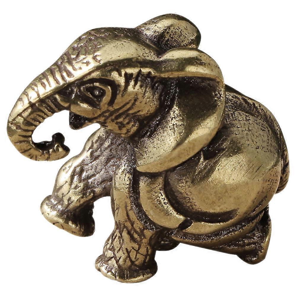 Brass Elephant Figurine Elephant Decor for Office with 3Pcs Mini Ornaments