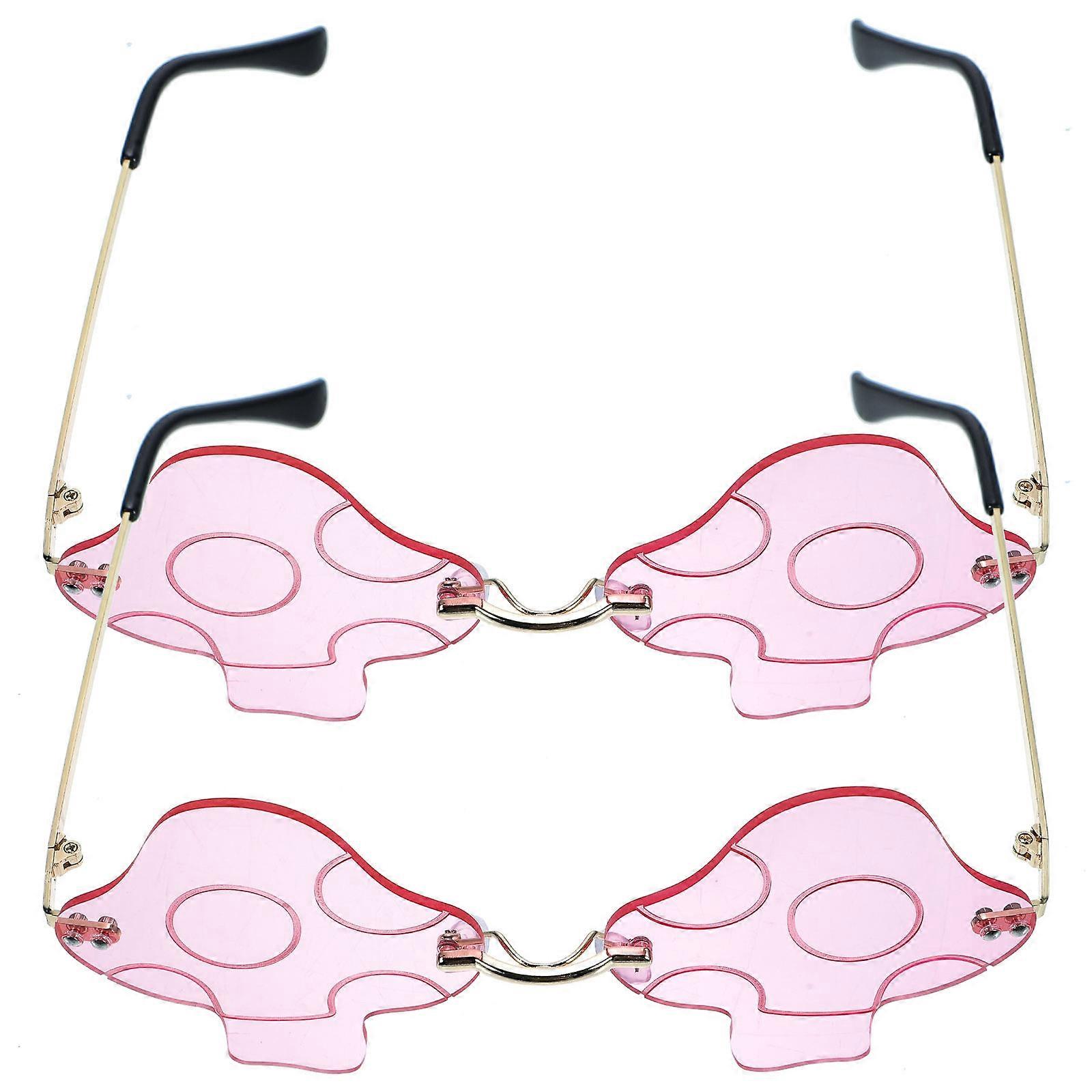 Funny Mushroom Shape Sunglasses Decorative for Party 2Pcs