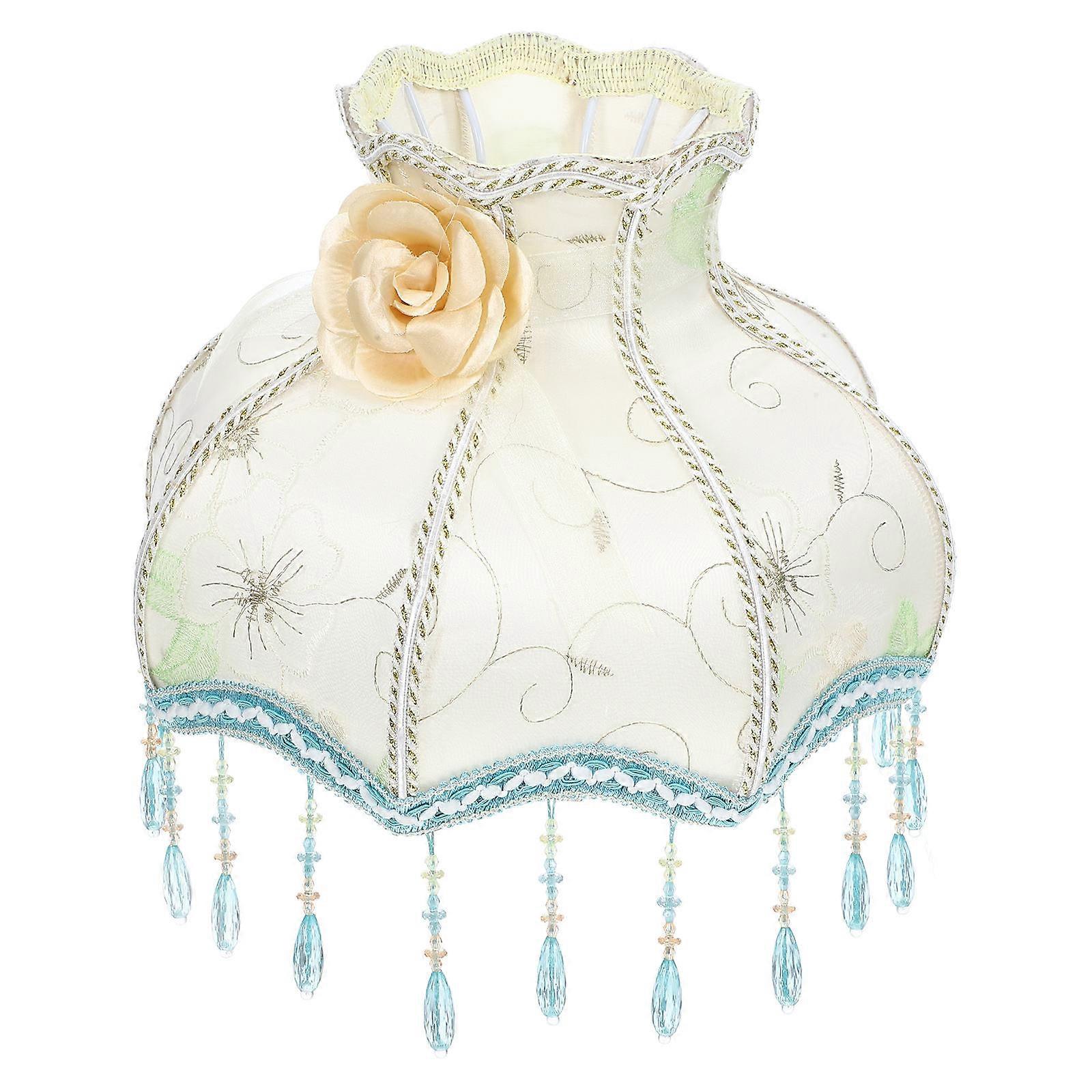 Embroidered Lamp Shade Lace Beaded Design For Table Lamps And Floor Lamps With Scallop Shape Multi Fabric Suitable For Interior Designers 1Pack