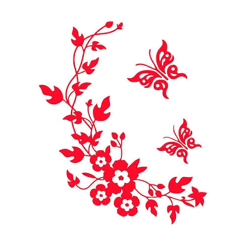 Removable Wall Stickers Flower Mural PVC for Decoration Use 3Pcs Red Set