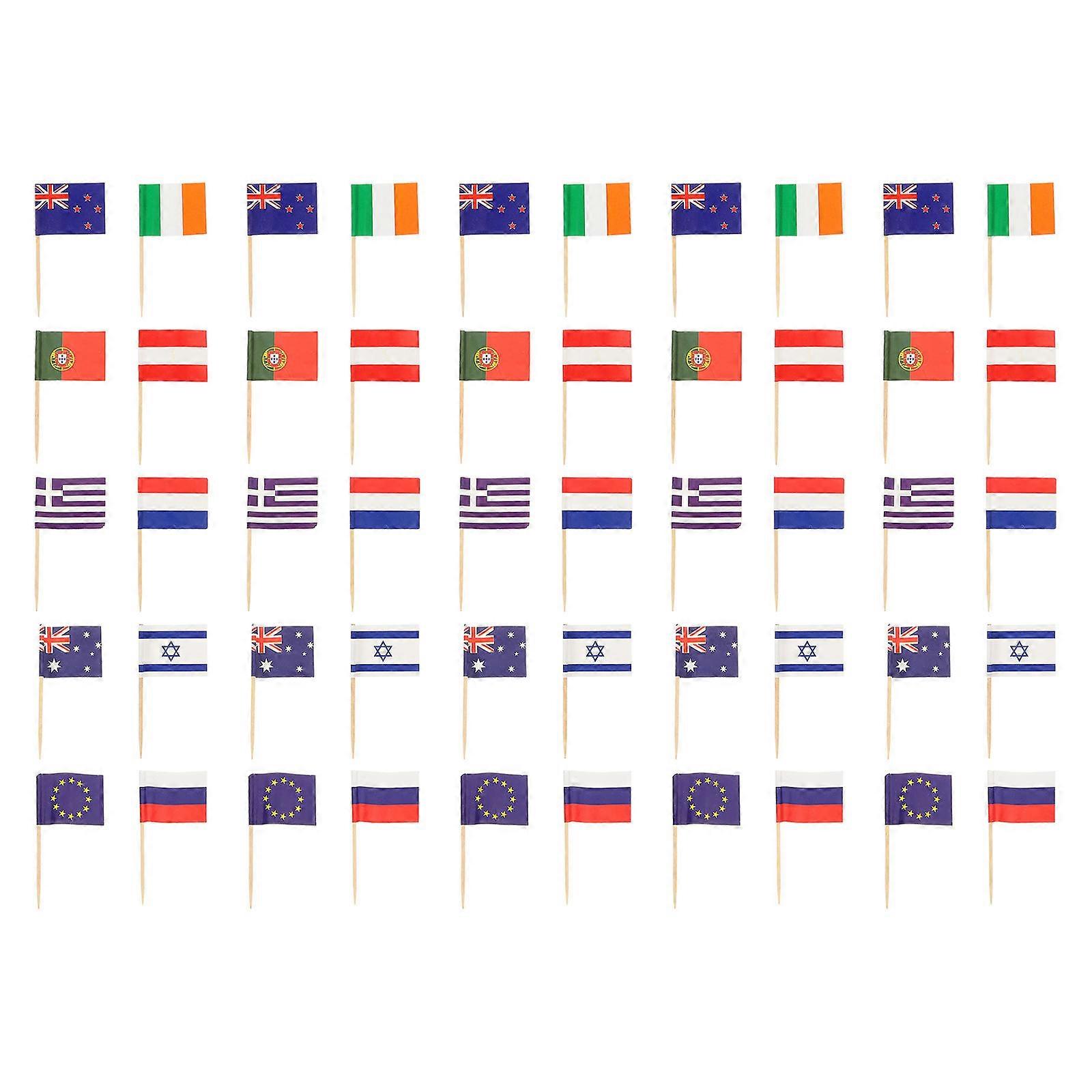 National Flag Toothpick Flag for Decor 150Pcs Assorted Color Wood Paper Picks