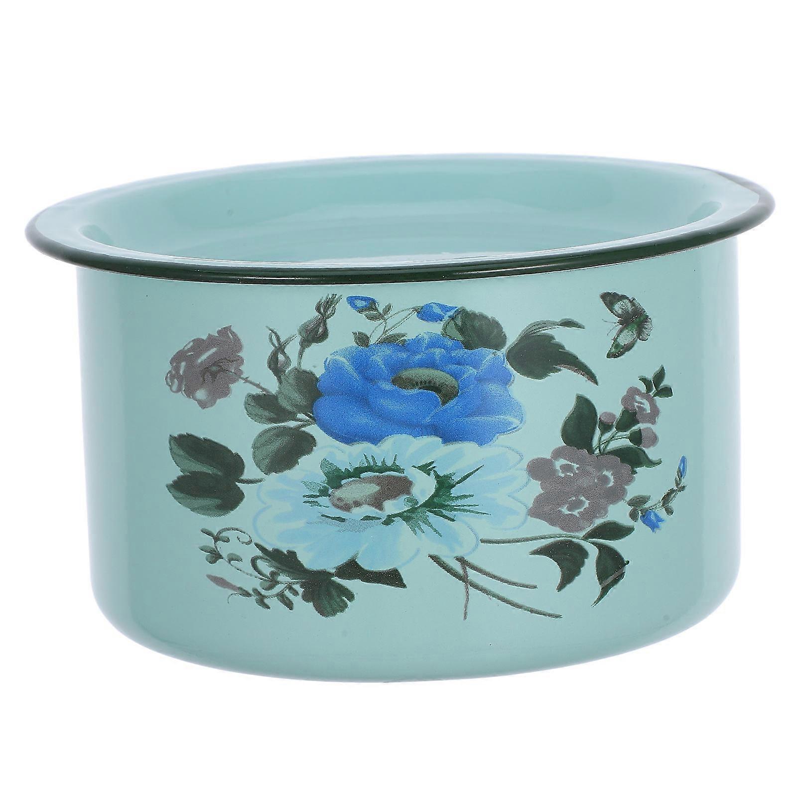 Retro Enamel Bowl for Instant Noodles with Lid Multi-Functional Vintage Kitchenware