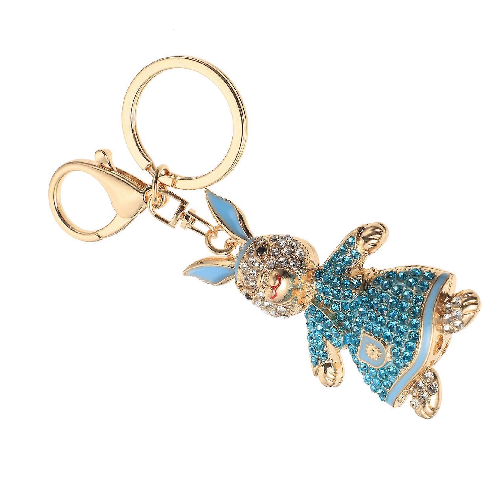 3Pcs Rabbit Shape Keychain Bag Ornament For Keys And Backpacks Perfect Gift Blue